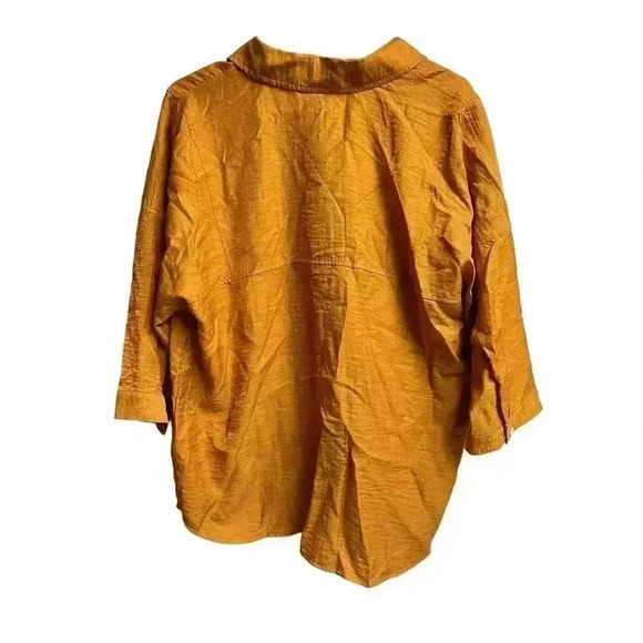Soft Surroundings Mustard Color 3/4 Sleeves Button Front Top Large - Picture 9 of 9